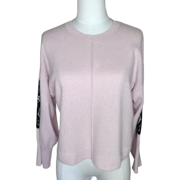 Autumn Cashmere Floral Sleeve Crew Boxy Crop Sweater XS - Picture 3 of 12